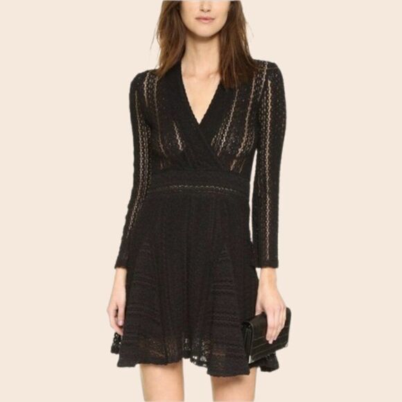IRO Black Sundae Lace Mini Dress Size EU 34/ US 2 - Picture 1 of 16